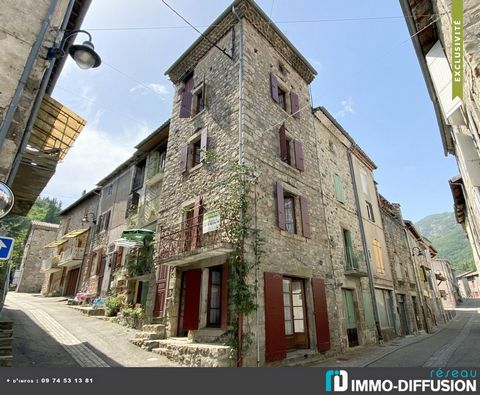 Fiche N°Id-LGB153024 : Montpezat sous bauzon, Countryside sector, Stone village house of about 57 m2 including 3 room(s) including 2 bedroom(s) + Land of 1274 m2 - Stone construction - Ancillary equipment: balcony - cellar - heating: Individual Elect...