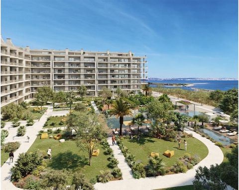 2-bedroom flat in Seixal (Lisbon area) located in the new and exclusive RIVA, a development on the riverfront, with views over Lisbon, in a condominium with outdoor swimming pools, gardens, sun decks, pit fire, cinema room, co-working space, lounge, ...