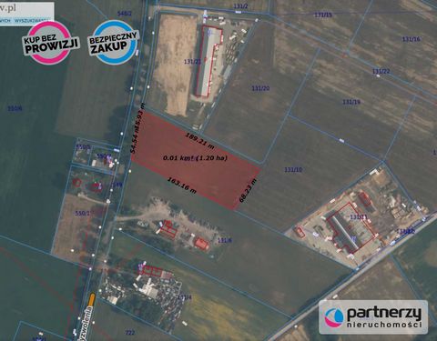 and the sale of plot No. 131/8 with an area of 12,000 m2 located in Liniewo, Kościerski district, Pomeranian Voivodeship. Undeveloped plot, conditions of water and electricity connections (within the boundary) zg. with the issued arrangements, unfenc...