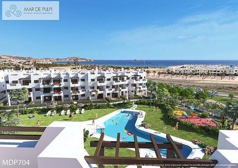 Mar de Pulpí, beach apartments in Almería Residential with more than 11,300 m² of common areas with several swimming pools (adults and children), children's areas and recreation. Urbanization closed around its entire perimeter by gates. Beach apartme...