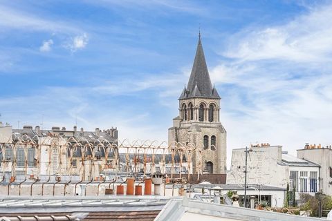 Paris 6th delightful bright duplex apartment. In the heart of Saint Germain des Pres, this dreamy duplex apartment in the sky boasts a large balcony with exceptional views over the roofs of Paris and monuments. Elegantly renovated, the sunshine and c...