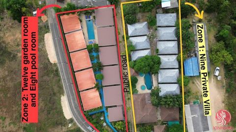 Investment resort business for sale near Khao Lak Beach, Takua Pa, and Phang Nga, with a total land size of 3-0-9 rai, a total of 29 rooms, and divided into two zones. The first zone has a land area of 1-2-93 rai and a usable area of 59.5 square mete...