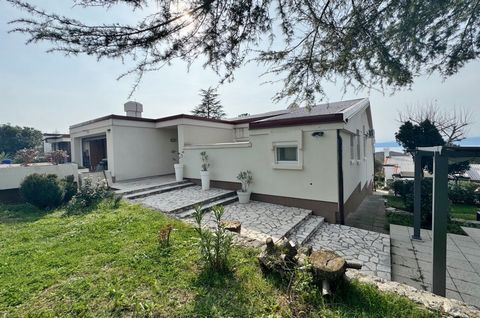 The island of Krk, Njivice, wider area, furnished duplex villa surface area 276 m2 for sale, with sea view and landscaped garden of 550 m2. The villa consists of living room, kitchen with access to an internal terrace with jacuzzi, dining area, pantr...