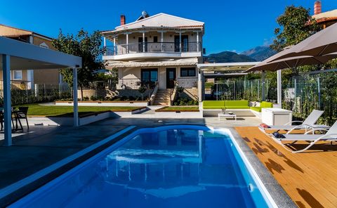 On the foothills of Mt. Olympus, home of the gods, and enjoying a breathtaking view of the Aegean Sea, this villa offers comfortable accommodation for large families and groups. The 100 sqm villa is developed on a 1000 sqm plot and expands over two f...