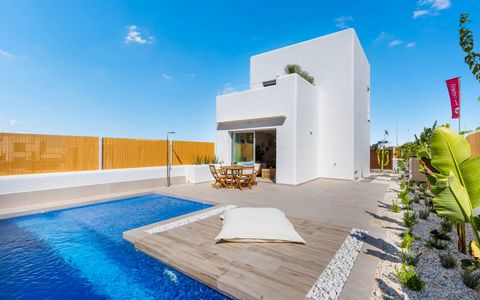 Villas for sale in San Fulgencio, Alicante, Costa Blanca The residential is located in LA MARINA, surrounded by nature and a short distance from beautiful beaches. Houses with 3 bedrooms and 3 bathrooms, with a 6x3 pool and private garden. Basement a...