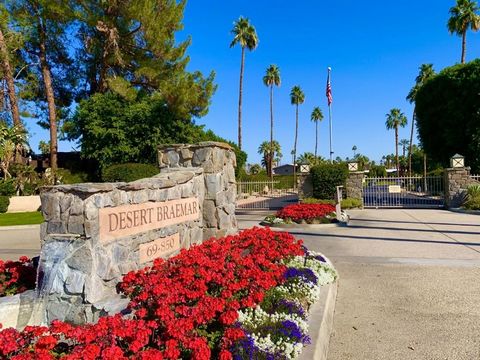 Desert Braemar, a gated 55+, Cash Only- Stock CoOperative-is one of Rancho Mirage's most beautiful Gems- and is featured in the book:Mod Mirage by Melissa Riche.This lovely unit is cool, quiet, and has views from every room! Original open floor plan,...