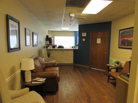 Fully functioning dental office with updated reception area, four treatment rooms, lab, storage and office. Large corner office space with huge potential.