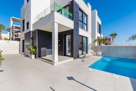 Would you like to live in a luxury villa, with all the comforts and in a privileged location? We offer you this turnkey villa development in Punta Prima, Torrevieja, Alicante. The villa has a constructed area of 150 m2, and has three bedrooms, two ba...