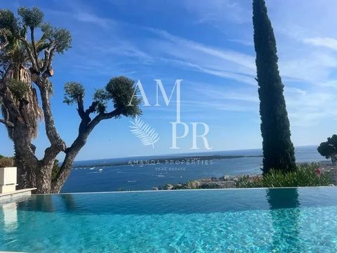Exceptional sea views from every room of this modern villa, completely refurbished, never lived in, of 600 m2 with panoramic rooftop of 230 m2. Located in the Californie area near Croisette. 6 suites including 3 masters (one of 60 m2 and one of 85 m2...