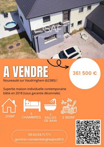 ?? New close to Lumbres ? Superb contemporary detached house built in 2018 (under ten-year guarantee ??) Quality materials and equipment ?? ?Large living room of more than 60m2 including living room, open fitted kitchen, pantry, toilet, master bedroo...