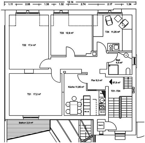 Willkommen in Ihrem neuen Zuhause auf Zeit! Diese großzügige und lichtdurchflutete 4-Zimmer-Wohnung (ca. 88 m²) bietet alles, was Sie für einen entspannten und komfortablen Aufenthalt benötigen – egal, ob privat oder geschäftlich, für kurze oder läng...