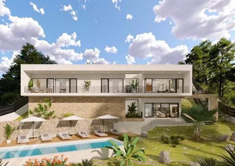 Modern villa under construction in Costa de la Calma. This house can be delivered at the end of 2024. It is being built on a sloping plot bordering a green area. You will enjoy nice views to the pine trees and the mountains. Cars are parked on the sa...