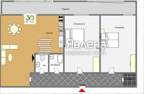 Yavlena Varna präsentiert Ihnen eine Zwei-Zimmer-Wohnung mit funktionaler Aufteilung in der Levski Str. Dubrovnik. Auf einer Nettofläche von 67 m² Es gibt einen Eingangsbereich, eine Küche, ein Wohnzimmer mit Essbereich, zwei Schlafzimmer, zwei separ...