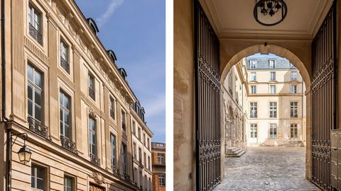 In the heart of the Marais, close to the Place des Vosges and the Carnavalet museum, in the magnificent Hôtel Particulier de Sandreville, on the second floor with elevator, a 123.24m& Carrez law (,² floor area) renovated apartment. Situated between t...