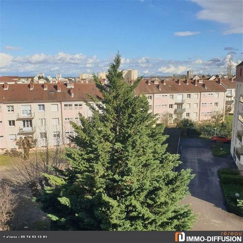 Sheet FRP160042: Chalon sur Saône area near deliry T4 59 m2, 4th floor without elevator, beautiful open view, entrance fitted kitchen 2 bedrooms, bathroom, separate toilet balcony PVC frames, collective gas heating, charges 340E quarter parking in fr...