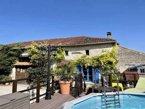 Beautifully presented house and separate cottage set in a pretty village just 7 km from the market town of Chef Boutonne. Boulangerie within walking distance. Brimming with character, the house have been entirely renovated yet retains lots of origina...