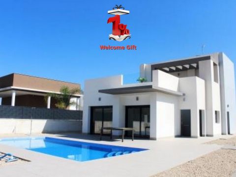 THIS PROPERTY INCLUDES A 1% WELCOME ESTATES GIFT! WELCOME Newly built villas with 3 bedrooms and 3 bathrooms. The villas are 5 minutes from Aspe, built to the highest standard with modern design, lots of natural light coming into the property from th...