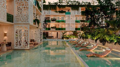 OCEAN TULUM is a new project with studios 1 and 2 bedroom apartments and 3 bedroom penthouses for sale in Holistika one of the most booming and growing areas of the Riviera Maya a few steps from Tulum Avenue the main one in the town highlighting its ...