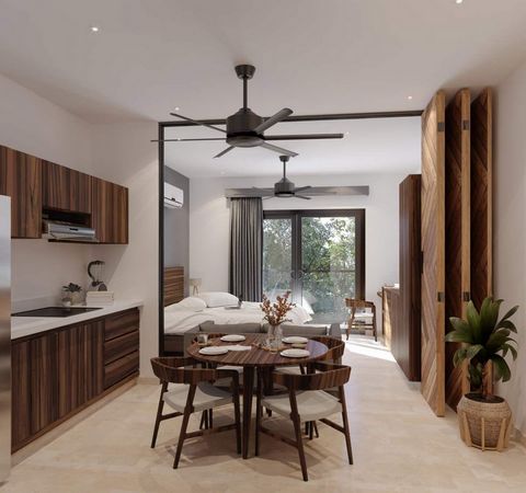 Lik Xelba Tulum is an innovative condominium building that offers 63 studios and penthouses. The structure consists of a Ground Floor Three Levels and a Rooftop with various amenities. Located in Region 15 one of the fastest growing areas in Tulum Li...