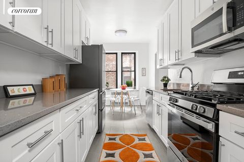 This newly renovated, sunny one bedroom apartment is a move-in ready home! A windowed galley kitchen has all new tall white cabinetry; stainless-steel appliances, including a Haier fridge with center cooling drawer and GE stove and dishwasher; lots o...