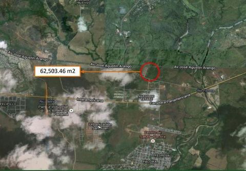Land located 500 meters from the Pan-American Highway. Frontage: 75.32 m Length: 819.34 m It has a preliminary project for the Free Trade Zone It is close to Tocumen International Airport and the South Corridor. The best and most intensive use is ori...