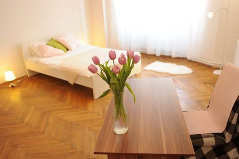 Light, stylish, cozy room with high ceilings in a historical building which is situated about 350 meters from the Main train station (Hlavní nádraží) and Bus station (Brno, Benešova tř. hotel GRAND). Your room is in a flat on the 3rd floor. There are...