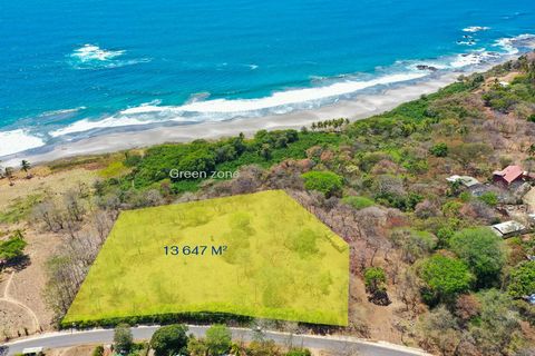 This 13,647 square meter lot is located Beachfront in Junquillal. The road up to this concession land is completely paved. It´s really beautiful, with a scaled topography without being too steep, which allows the possibility to develop different heig...