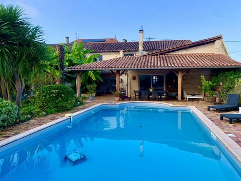 Come and discover this delightful village house, with all the village amenities within walking distance. This property, with its pretty landscaped garden and peaceful pool, would be ideal for a family looking for a property that needs no work. The gr...