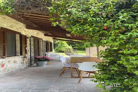 This 4 bedroom villa is located in Fermignano and is made of stone, close to the beautiful city of Urbino. The villa is completely fenced and has a large garden and a natural saltwater pool where you can cool down. It is a perfect place for large fam...