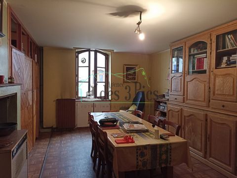 Exclusively at the AGENCE DES 3 PICS, village house of about 100m2 in Saint-Girons, close to all amenities. On the ground floor, a living room of 20.50m2, a kitchen area and a bedroom of 15m2. On the ground floor + 1, an office, a bathroom and a seco...