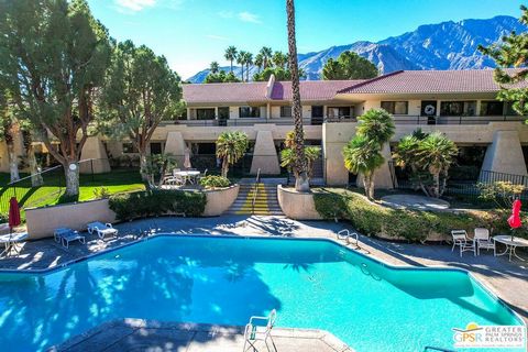 Welcome to your perfect Palm Springs pied-a-terre. Impeccably updated and ready for immediate occupancy, this ground floor unit boasts a blend of tile and luxury plank-style vinyl flooring, complemented by clean fresh bright paint, keyless entry, cus...