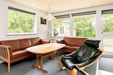 A great holiday home with a sauna, located in scenic area approx. 800 metres from Nissum Fjord, where you can go swimming and surfing. The kitchen is functionally connected to the living room, and from here you can access the terrace. There is a swin...