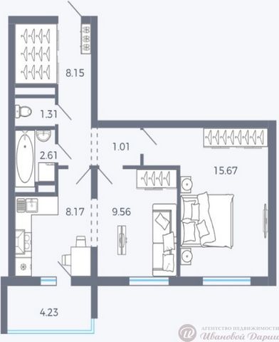Квартира с улучшенной планировкой в современном микрорайоне Южный город-2 в ЖК 