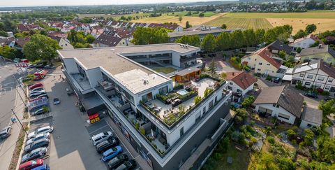 The luxurious 120 m² penthouse apartment with 300 m² roof terrace leaves nothing to be desired. South of Frankfurt am Main, centrally located in the town center of Alsbach-Hähnlein with a view of the rolling hills and vineyards of the famous Bergstra...
