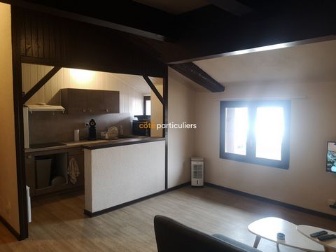 Hyper city center, place Saint Roch, apartment T2 bis of about 43m2. It consists of a living room with open kitchen, a bedroom with closet, and a bathroom with toilet. It also has a mezzanine. No balcony, no parking. Only at Côté Particuliers...