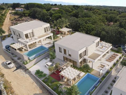 Beautiful new villa with swimming pool in Novalja, Pag peninsula, only 100 meters from the sea! The project of a total of 5 villas, 3 of which are for sale, is located right next to the sea in a quiet bay with a view of the surrounding islands. The v...