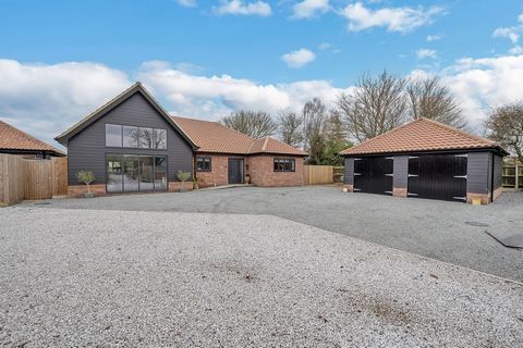 Bespoke Modern Family Home. An exquisitely presented bespoke property, located in a well-loved Mid Suffolk village. This impressive home offers five double bedrooms, three bath/shower rooms, a lovely garden with views across open farmland and a remar...
