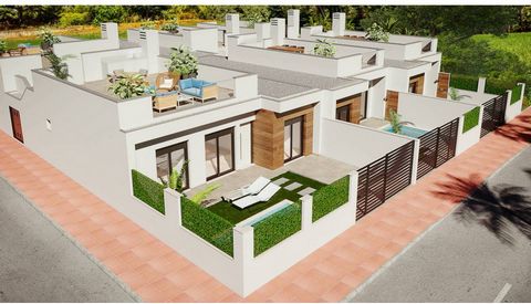 Semi-detached villas in Dolores, Murcia, Costa Cálida A luxury complex of 28 one-level semi-detached villas with a private pool for each house. The houses are designed on one floor with terrace areas on the ground floor and a large solarium on the fi...