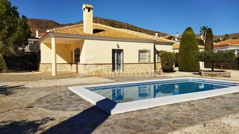 A nicely presented detached modern villa with a recently refurbished swimming pool for sale in the popular area of Los Higuerales in Arboleas. From the street double wrought iron gates open into a gravel driveway leading to a carport with attached st...