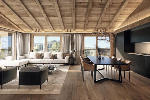 We present this new building with a plot area of around 1,065 m², which blends harmoniously into its surroundings with its innovative Alpine architecture and is situated in an excellent location in Kitzbühel: right at the foot of the famous Streif. T...