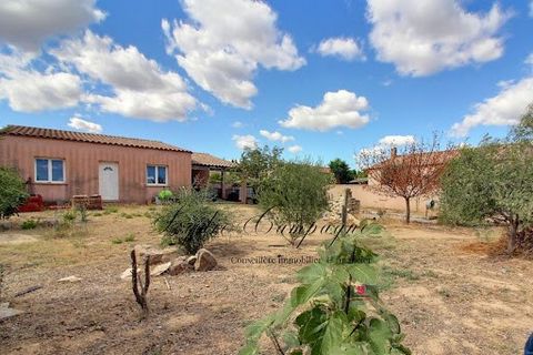 Occitanie, Aude, 11200 Lézignan Corbières, 4-seitiges Haus von 63 M2 auf einer Ebene, Terrasse 28 M2, eingezäunter Garten 520 M2 und Schuppen. Dieses Haus aus dem Jahr 2010 begrüßt Sie mit einem Zimmer von 63 m2, Garten mit Swimmingpool und bebaubar....