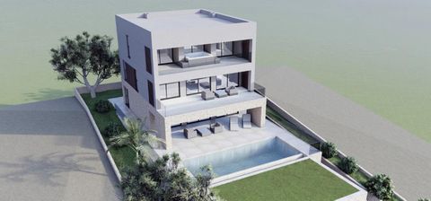 Fantastic modern family villa  under construction in Zadar area with distant sea views. Total surface is 330 sq.m., land plot is 700 sq.m. In fact it is a detached luxury residential building with a garage as an auxiliary building and a swimming pool...