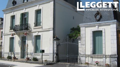 A34596SHH16 - An impressive French house built around 1850 for a wine merchant, located in the Charentaise market town of Chalais. The detached three-story residence features four bedrooms, an independent guest annex, an enclosed courtyard garden, a ...