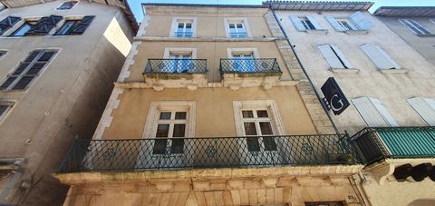This attractive four-storey building is located in a shopping street in Villefranche de Rouergue. It is built around a beautiful stone spiral staircase and ends in a tower with a dominant view over the rooftops. There is a shop on the ground floor, w...