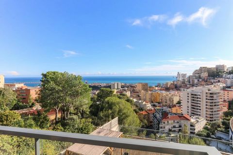 Magnificent apartment located in a high-end residence offering breathtaking views of Monaco, the Rock, and the sea. This 3-room accommodation features a spacious southwest-facing terrace of 36 m2. The layout includes an entrance hall, a generous doub...