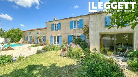 A21176JHI17 - Set in a private location in a small hamlet, just 15minutes from Cognac. Well presented and charming south facing Charentaise house with exceptional pool area and garden. Enclosed and private. Large bright living areas - all overlooking...
