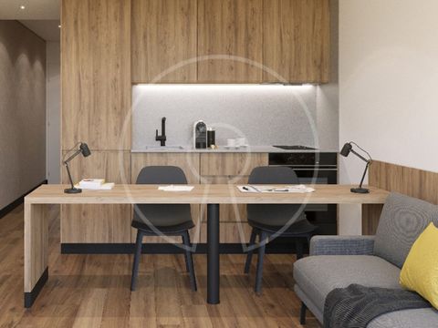 Apartment T0 with private garden of 12.7 sqm inserted in the Lima Development in Porto The apartment consists of a spacious openspace where you will find the living room along with the kitchenette. The sleeping area is individualized by a modern wood...