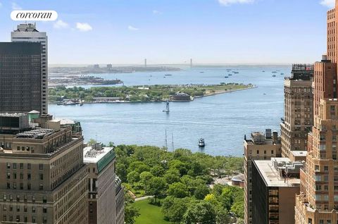 This sun-drenched south facing Penthouse shines bright with open views of Battery Park, Governor's Island, the iconic Verrazano Bridge, the Hudson River, Statue of Liberty and New York's bustling Harbor. Features of this luxury Penthouse: a gourmet c...