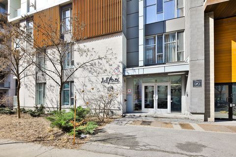 Welcome to Condos El Arte - A charming studio located in the heart of Montreal, offering a warm and modern ambiance. The well-appointed and functional kitchen is a true gem for cooking enthusiasts, with its modern appliances and cleverly integrated s...