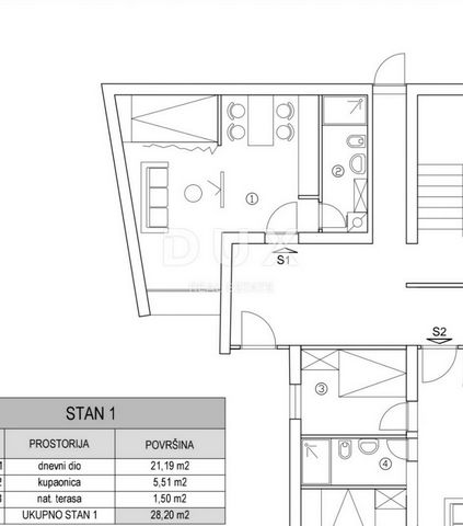 CRIKVENICA - studio-appartement van 28-20 m2 Wij verkopen een studio-appartement met overdekt terras gelegen op de begane grond van een woongebouw op een geweldige locatie, 500 m van de zee en het eerste strand. Het bestaat uit een woongedeelte van h...